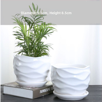 Κεραμική γλάστρα με δίσκο, απλός σχεδιασμός, για εσωτερικούς και εξωτερικούς χώρους, για γραφείο ή επιτραπέζια τοποθέτηση