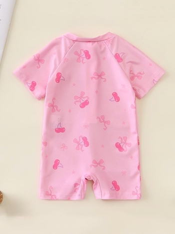 Unisex παιδικό ολόσωμο μαγιό με φιόγκο και πλήρη εκτύπωση (Ηλικία: 0-2 ετών; Υλικό: 100% πολυεστέρας; Επένδυση: 100% πολυεστέρας)