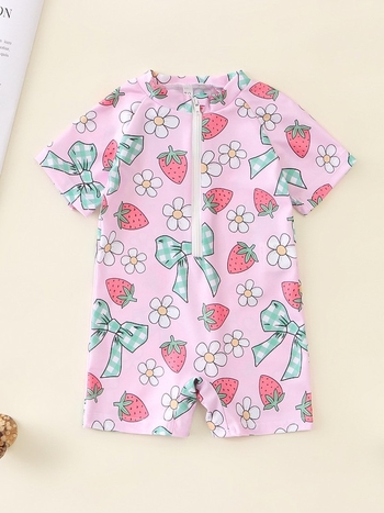 Unisex παιδικό ολόσωμο μαγιό με φιόγκο και πλήρη εκτύπωση (Ηλικία: 0-2 ετών; Υλικό: 100% πολυεστέρας; Επένδυση: 100% πολυεστέρας)