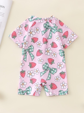 Unisex παιδικό ολόσωμο μαγιό με φιόγκο και πλήρη εκτύπωση (Ηλικία: 0-2 ετών; Υλικό: 100% πολυεστέρας; Επένδυση: 100% πολυεστέρας)