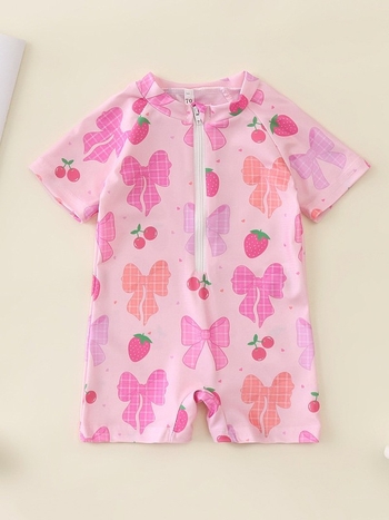 Unisex παιδικό ολόσωμο μαγιό με φιόγκο και πλήρη εκτύπωση (Ηλικία: 0-2 ετών; Υλικό: 100% πολυεστέρας; Επένδυση: 100% πολυεστέρας)