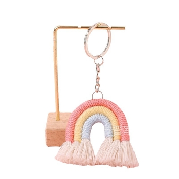 Κρεμαστό για κλειδιά - χειροποίητο υφαντό φουντάκι με ουράνια χρώματα από βαμβακερό νήμα (Υλικό: βαμβακερό νήμα; Συσκευασία: ατομικά συσκευασμένο; Στυλ: Σύγχρονη Τέχνη; Μάρκα: Jin jun)