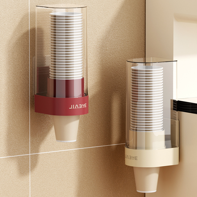 Plastikinis sieninis puodelių dispenseris popieriniams puodeliams, modernus paprastas stilius, montavimas be gręžimo, svoris 430 g
