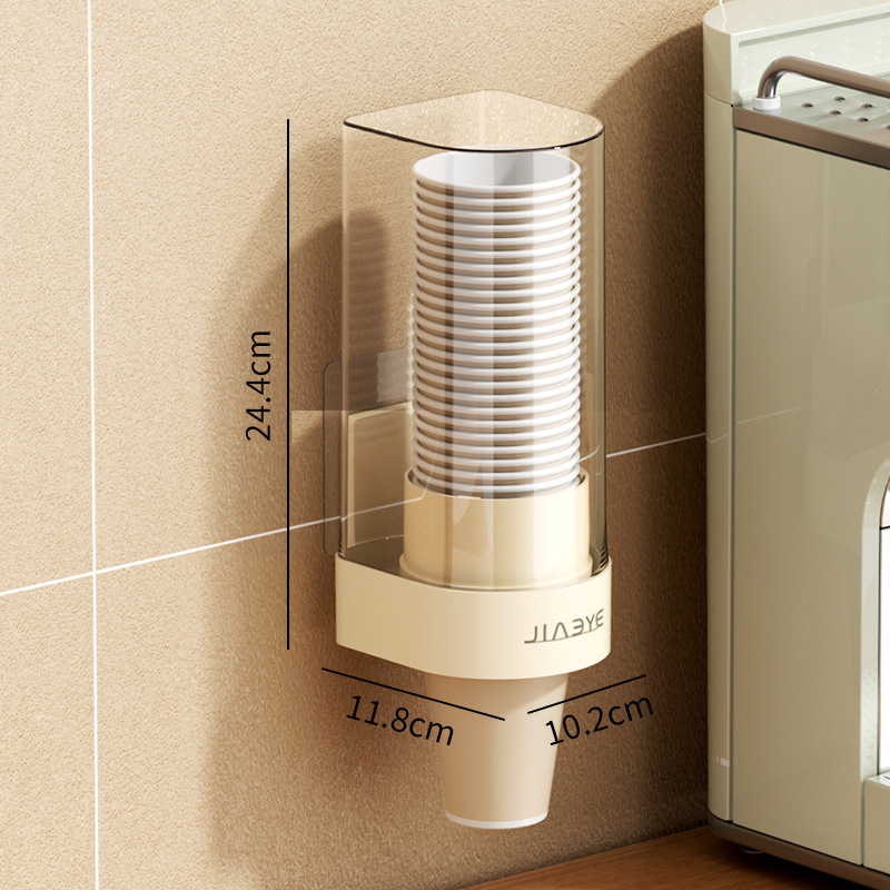 Plastikinis sieninis puodelių dispenseris popieriniams puodeliams, modernus paprastas stilius, montavimas be gręžimo, svoris 430 g