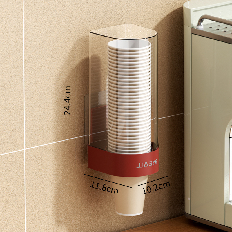 Plastikinis sieninis puodelių dispenseris popieriniams puodeliams, modernus paprastas stilius, montavimas be gręžimo, svoris 430 g