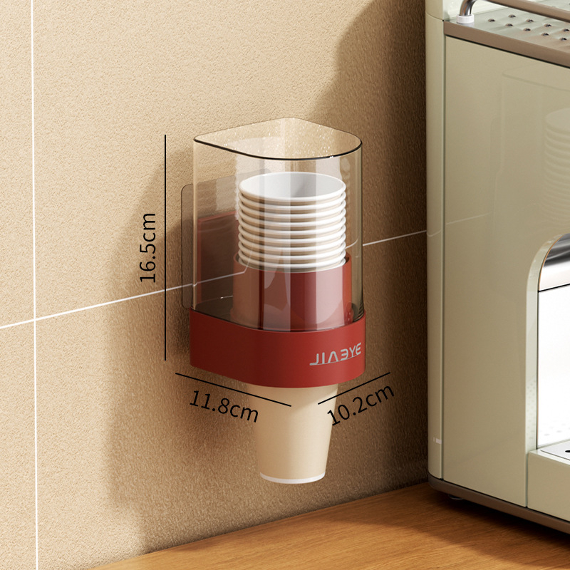 Plastikinis sieninis puodelių dispenseris popieriniams puodeliams, modernus paprastas stilius, montavimas be gręžimo, svoris 430 g