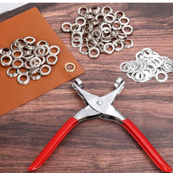 Plieninės akių pritvirtinimo žnyplės – įrankis apvalių akių diegimui, skirtas palapinėms, diržams, reklamos audiniams, drabužiams ir krepšiams