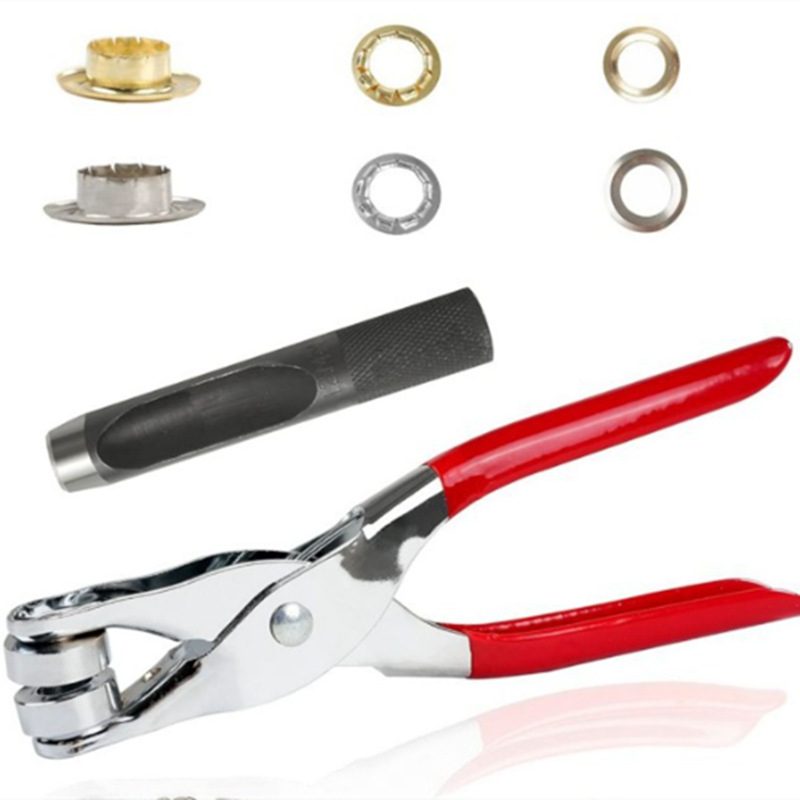 Plieninės akių pritvirtinimo žnyplės – įrankis apvalių akių diegimui, skirtas palapinėms, diržams, reklamos audiniams, drabužiams ir krepšiams