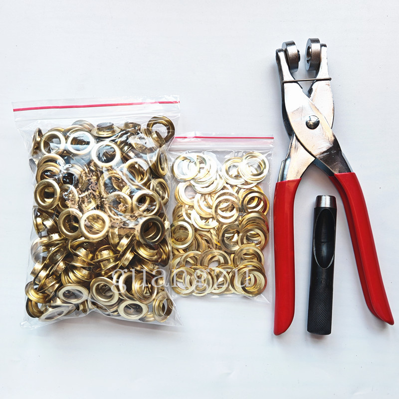 Plieninės akių pritvirtinimo žnyplės – įrankis apvalių akių diegimui, skirtas palapinėms, diržams, reklamos audiniams, drabužiams ir krepšiams