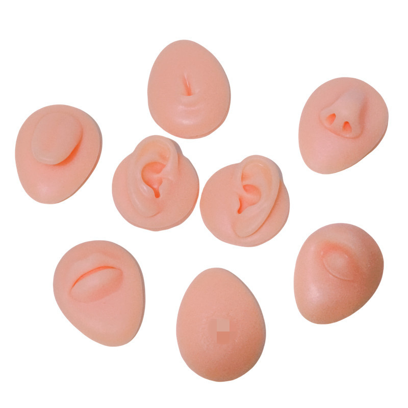 Tanítási célú szilikon emberi arcvonások modellje – fül, orr, száj, nyelv, köldök, szabálytalan alakú kiállítási rekvizit, modern minimalist stílus, B-01