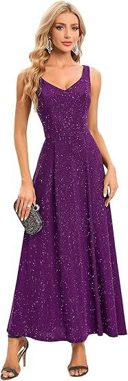 Stilinga vakarinė suknelė be rankovių su giliu V kaklo iškirpte ir aukštu skeltuku, poliesteris.