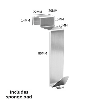 Κρεμάστρα μπάνιου από ανοξείδωτο χάλυβα 304 για γυάλινη πόρτα, πίσω τοποθέτηση χωρίς διάτρηση, αποσπώμενο μεταλλικό άγκιστρο, χωρητικότητα 5 kg, μοντέρνος μινιμαλιστικός σχεδιασμός