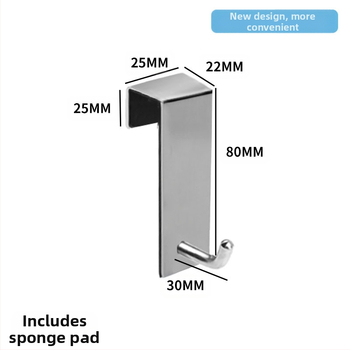 Κρεμάστρα μπάνιου από ανοξείδωτο χάλυβα 304 για γυάλινη πόρτα, πίσω τοποθέτηση χωρίς διάτρηση, αποσπώμενο μεταλλικό άγκιστρο, χωρητικότητα 5 kg, μοντέρνος μινιμαλιστικός σχεδιασμός