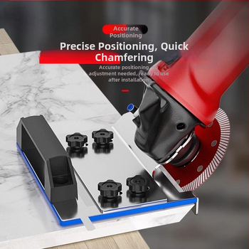 Ъглошлайф приставка за фаска, модел 100, 45° за плочки, фиксираща скоба за рязане