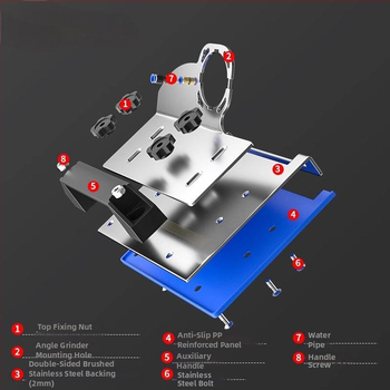 Ъглошлайф приставка за фаска, модел 100, 45° за плочки, фиксираща скоба за рязане