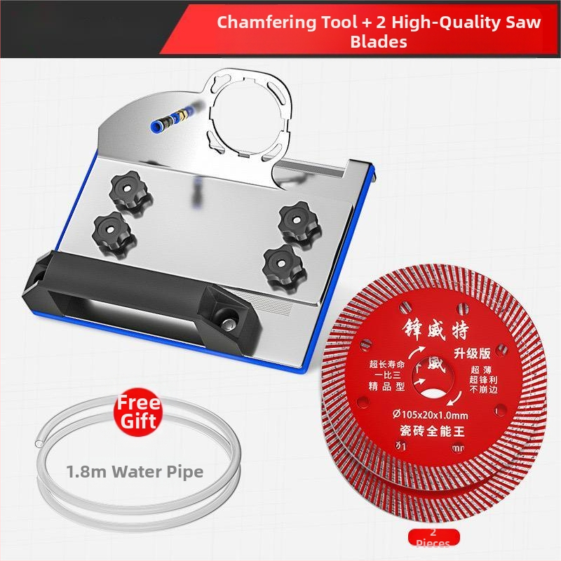 Ъглошлайф приставка за фаска, модел 100, 45° за плочки, фиксираща скоба за рязане