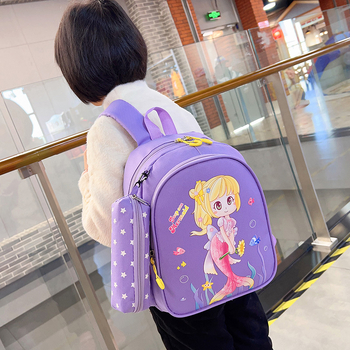 Pirmsskolas mugursoma zēniem un meitenēm, neilons, elpojošs, ultra viegls, gaisa spilvenu siksnas, sirēnas un dzīvnieku raksts