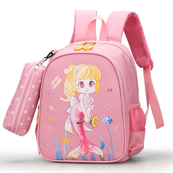 Pirmsskolas mugursoma zēniem un meitenēm, neilons, elpojošs, ultra viegls, gaisa spilvenu siksnas, sirēnas un dzīvnieku raksts