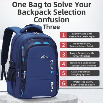 Long An Fu LAF0000001 полиестерна ученическа раница за основно училище — дишаща, водоустойчива и износоустойчива, с извити презрамки