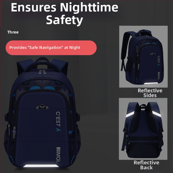 Long An Fu LAF0000001 полиестерна ученическа раница за основно училище — дишаща, водоустойчива и износоустойчива, с извити презрамки