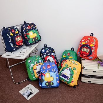 Levehető gyerek hátizsák autó mintával, uniszex, nylon anyag, bővíthető kialakítás, görbe vállpántok