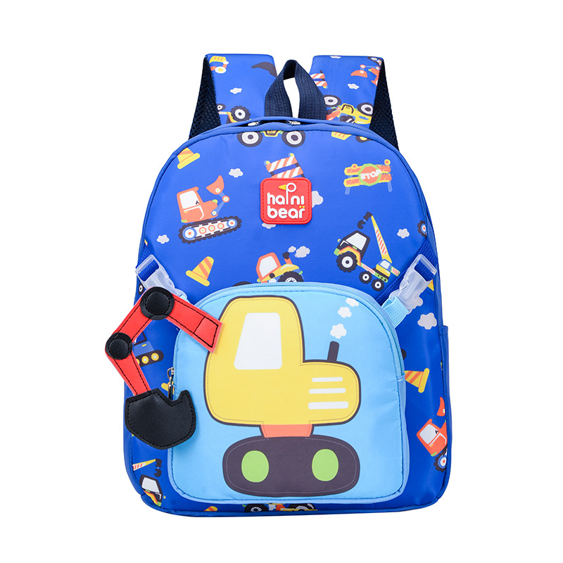 Levehető gyerek hátizsák autó mintával, uniszex, nylon anyag, bővíthető kialakítás, görbe vállpántok