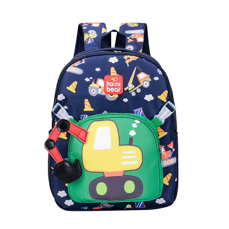 Levehető gyerek hátizsák autó mintával, uniszex, nylon anyag, bővíthető kialakítás, görbe vállpántok