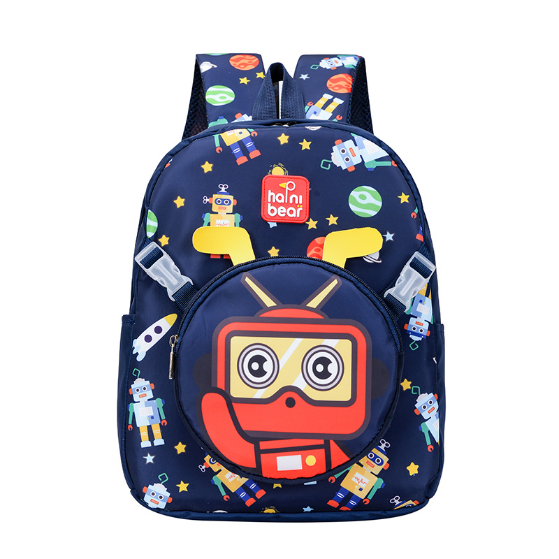 Levehető gyerek hátizsák autó mintával, uniszex, nylon anyag, bővíthető kialakítás, görbe vállpántok