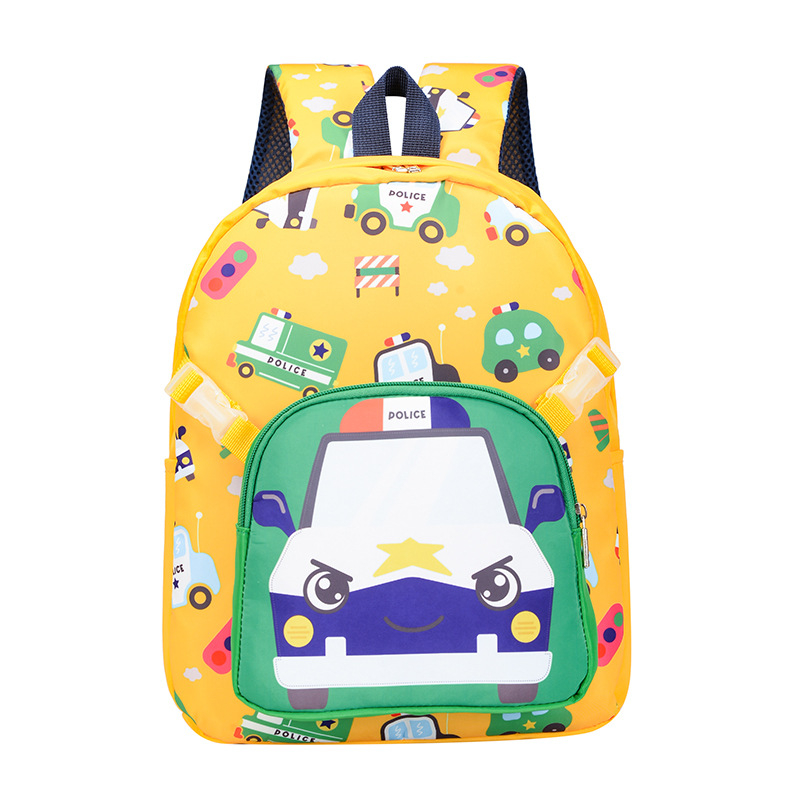 Levehető gyerek hátizsák autó mintával, uniszex, nylon anyag, bővíthető kialakítás, görbe vállpántok