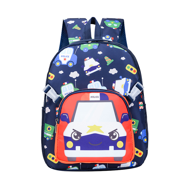 Levehető gyerek hátizsák autó mintával, uniszex, nylon anyag, bővíthető kialakítás, görbe vállpántok