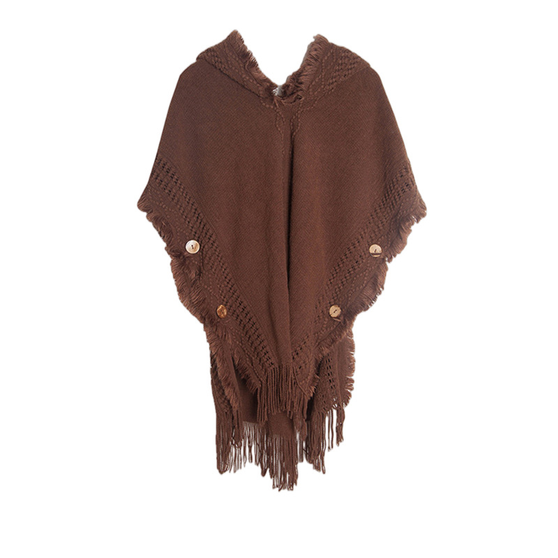 Moteriška megzta kapucinė cape – lengvas akrilas/dirbtinė vilna, vienspalvis raštas, saulės apsauga, tinkama vasarai, pavasariui ir rudeniui, megzto capės stilius