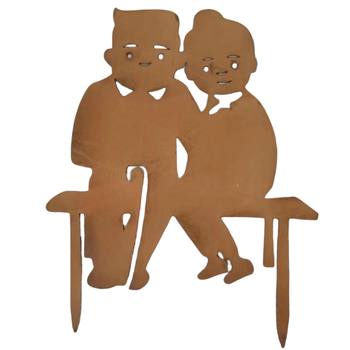 Kovácsoltvas kertdísz modern minimalist stílussal, virágtartó betéttel