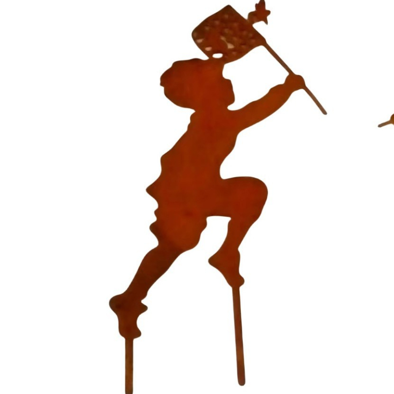 Kovácsoltvas kertdísz modern minimalist stílussal, virágtartó betéttel