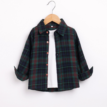 Gyerekeknek szóló ing, kockás (hosszú ujjú; 80% pamut; koreai stílus; 3–8 évesek)