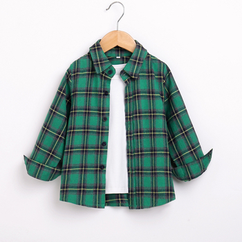 Gyerekeknek szóló ing, kockás (hosszú ujjú; 80% pamut; koreai stílus; 3–8 évesek)