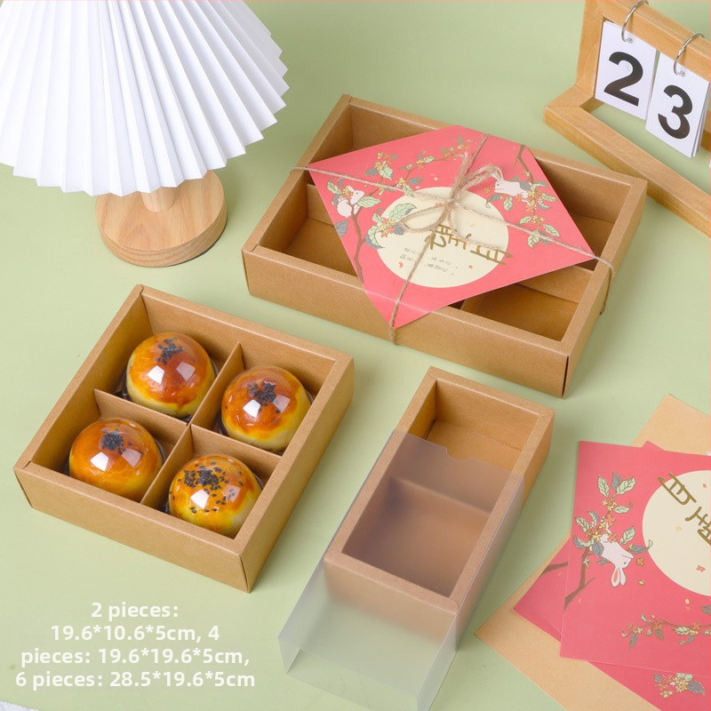 Mooncake dovanų dėžutė su kiaušinio trynio įdaru, matinė skaidri pakuotė, karštas įspaudas (Kilmė: Wenzhou; Apdorojimas ir pritaikymas: Ne; Prekės ženklas: A Kun; Personalizavimas: Ne)