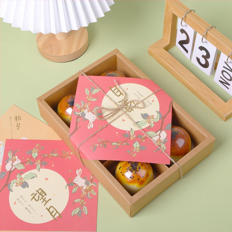 Mooncake Gift Box за яйчен жълтък пасти, прозрачно матирано опаковане, горещо щампована (Произход: Wenzhou; Техника: Горещо щамповане; Марка: A Kun; Персонализация: Няма)