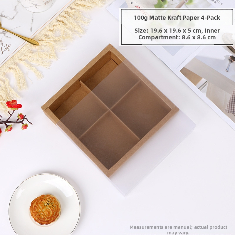 Mooncake dovanų dėžutė su kiaušinio trynio įdaru, matinė skaidri pakuotė, karštas įspaudas (Kilmė: Wenzhou; Apdorojimas ir pritaikymas: Ne; Prekės ženklas: A Kun; Personalizavimas: Ne)