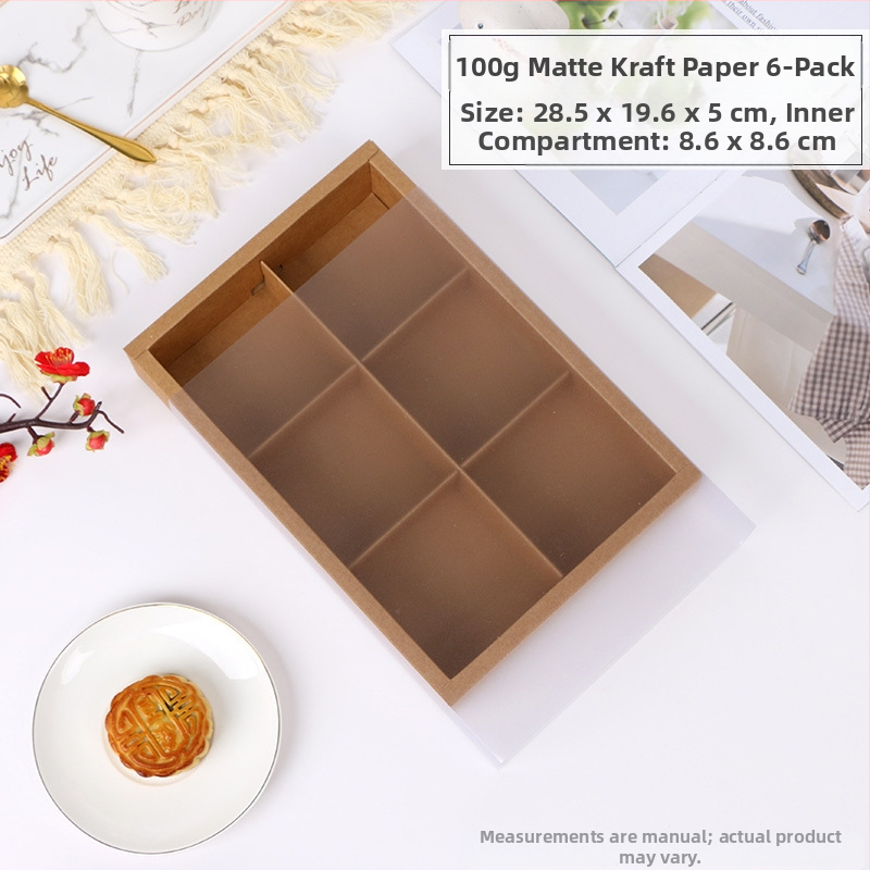 Mooncake dovanų dėžutė su kiaušinio trynio įdaru, matinė skaidri pakuotė, karštas įspaudas (Kilmė: Wenzhou; Apdorojimas ir pritaikymas: Ne; Prekės ženklas: A Kun; Personalizavimas: Ne)