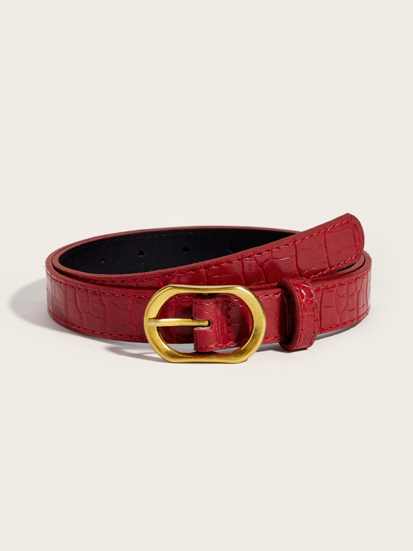 Női PU bőrből készült öv, ötvözet csat, Japán gombos zár, szélesség 2,3 cm, gyöngyös-relief felület