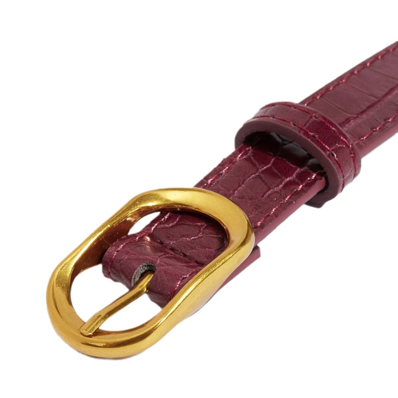 Női PU bőrből készült öv, ötvözet csat, Japán gombos zár, szélesség 2,3 cm, gyöngyös-relief felület