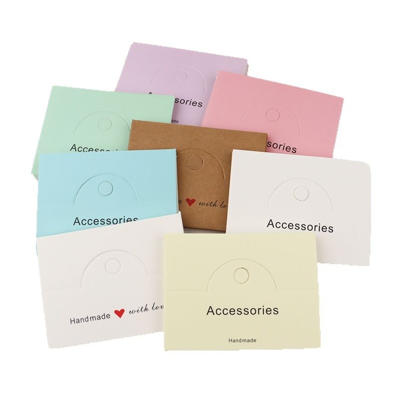 Σετ συσκευασίας κοσμημάτων – DIY κάρτες κεφαλής συσκευασίας, 100 κάρτες + 100 επίπεδες τσέπες, χαρτί/χαρτόνι, διαφανής συσκευασία