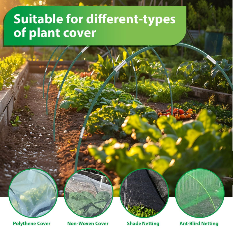 DIY арков градински покривен комплект с рамки от фибърни пръчки — защита от насекоми, птици и измръзване на растенията