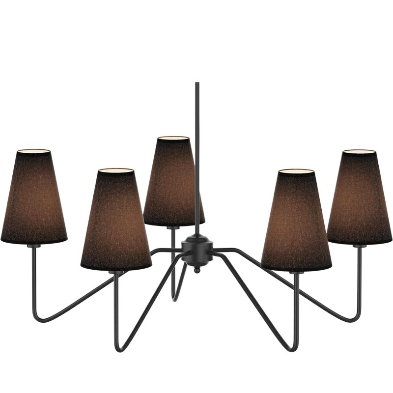 Κρεμαστός πολυέλαιος από σίδερο, ρετρό βιομηχανικού στυλ, LED λαμπτήρας, υφασμάτινο σκιάδιο, πολυκεφαλικός