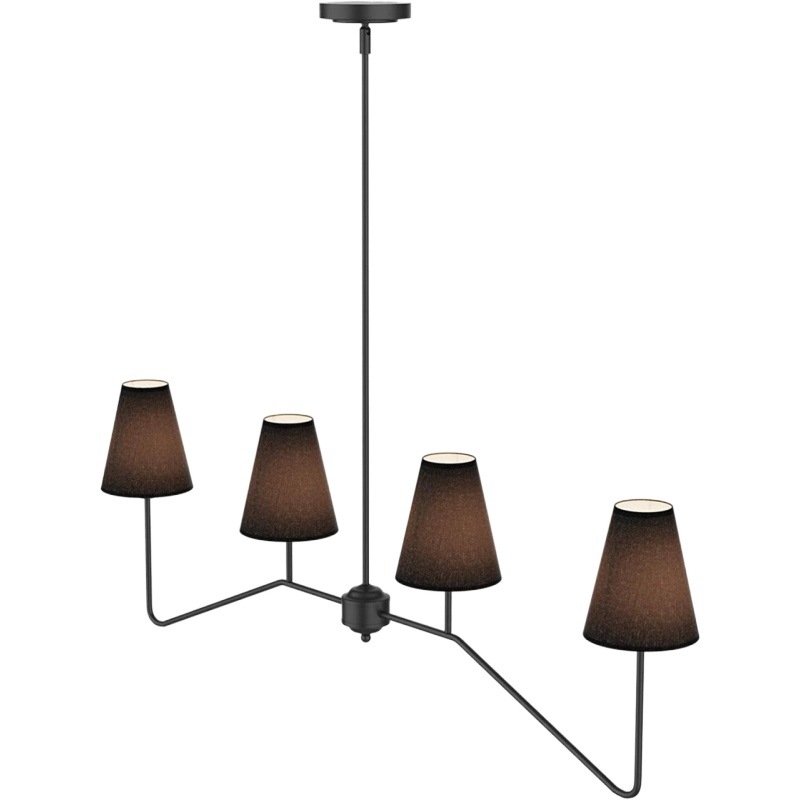 Κρεμαστός πολυέλαιος από σίδερο, ρετρό βιομηχανικού στυλ, LED λαμπτήρας, υφασμάτινο σκιάδιο, πολυκεφαλικός