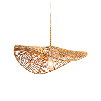 Κρεμαστό φωτιστικό σε ιαπωνικό στυλ με καλώδιο, LED φως, σώμα και σκιά από ρατάν, πολυέλαιος με μία κεφαλή