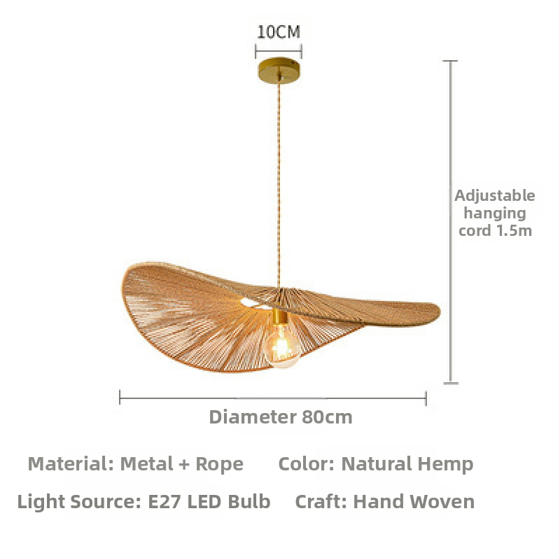 Κρεμαστό φωτιστικό σε ιαπωνικό στυλ με καλώδιο, LED φως, σώμα και σκιά από ρατάν, πολυέλαιος με μία κεφαλή