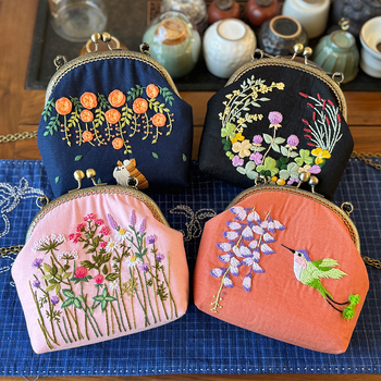 DIY комплект за бродерия: флорални мотиви върху платнена чанта, Lu бродерия, комплект за кръстат бродерия