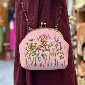 DIY комплект за бродерия: флорални мотиви върху платнена чанта, Lu бродерия, комплект за кръстат бродерия