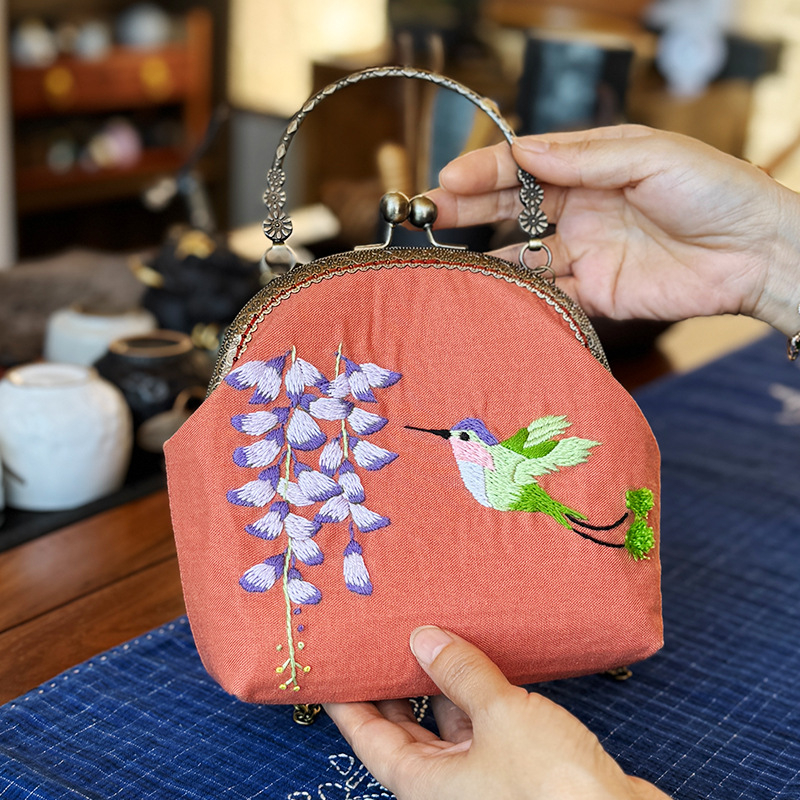 DIY комплект за бродерия: флорални мотиви върху платнена чанта, Lu бродерия, комплект за кръстат бродерия